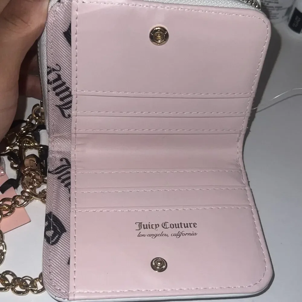 Juicy Couture Liquorice Angel Sweet Juicy L-Zip Card Case Embroidered Accent NWT